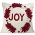Hand Felted Wool Christmas Pillow - JOY Wreath on Cream - 20" - ARCADIA HOME